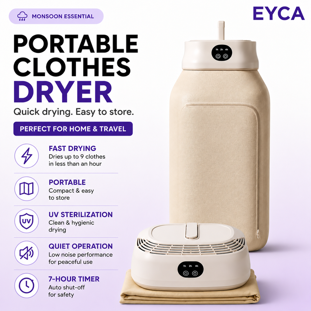 Portable Electric Cloth Dryer | Light Weight | UV Sterilization | Dries 9 Clothes at once | 7-Hour Timer | Home & Travel Essentials