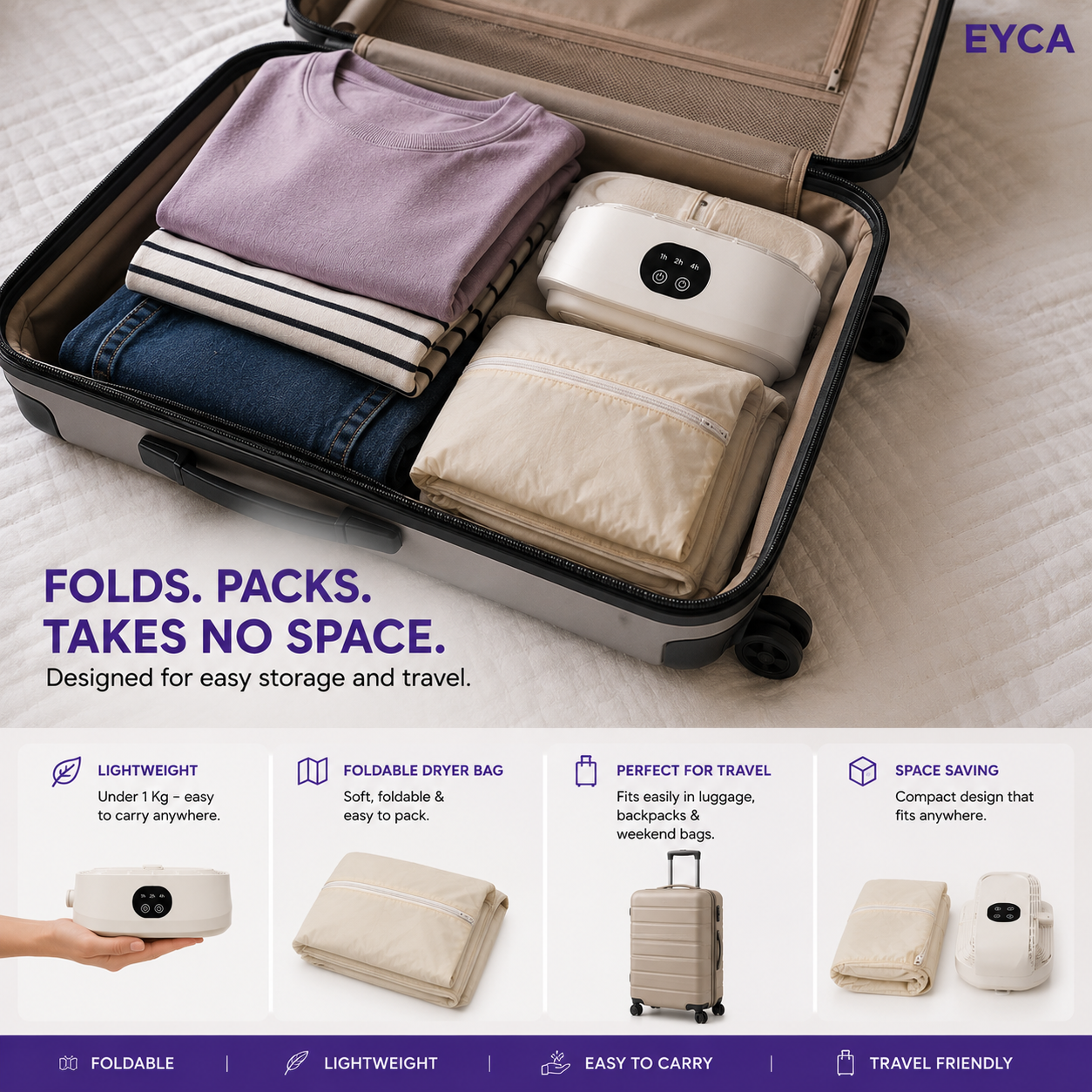 Portable Electric Cloth Dryer | Light Weight | UV Sterilization | Dries 9 Clothes at once | 7-Hour Timer | Home & Travel Essentials