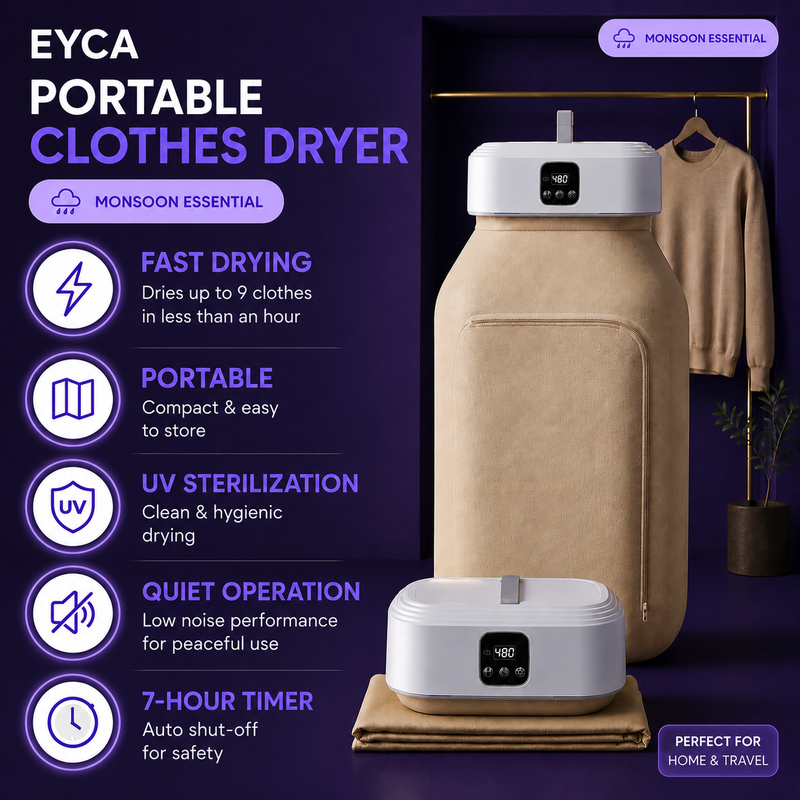 Portable Cloth Dryer | Dries 9 Clothes at once | 8 Hour Timer