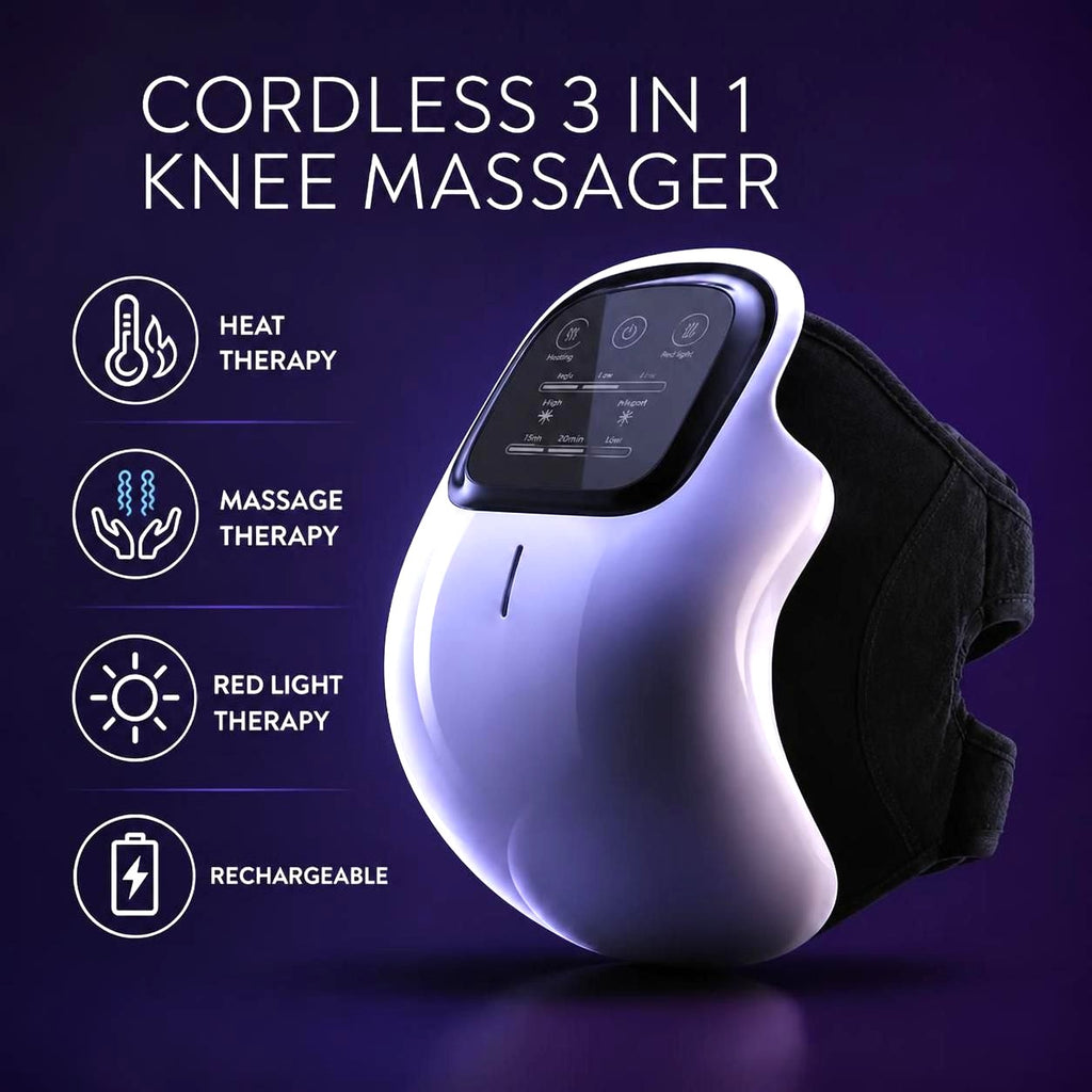 Cordless Knee Massager – 3‑in‑1 Heat, Vibration & Red Light Therapy for Joint Comfort